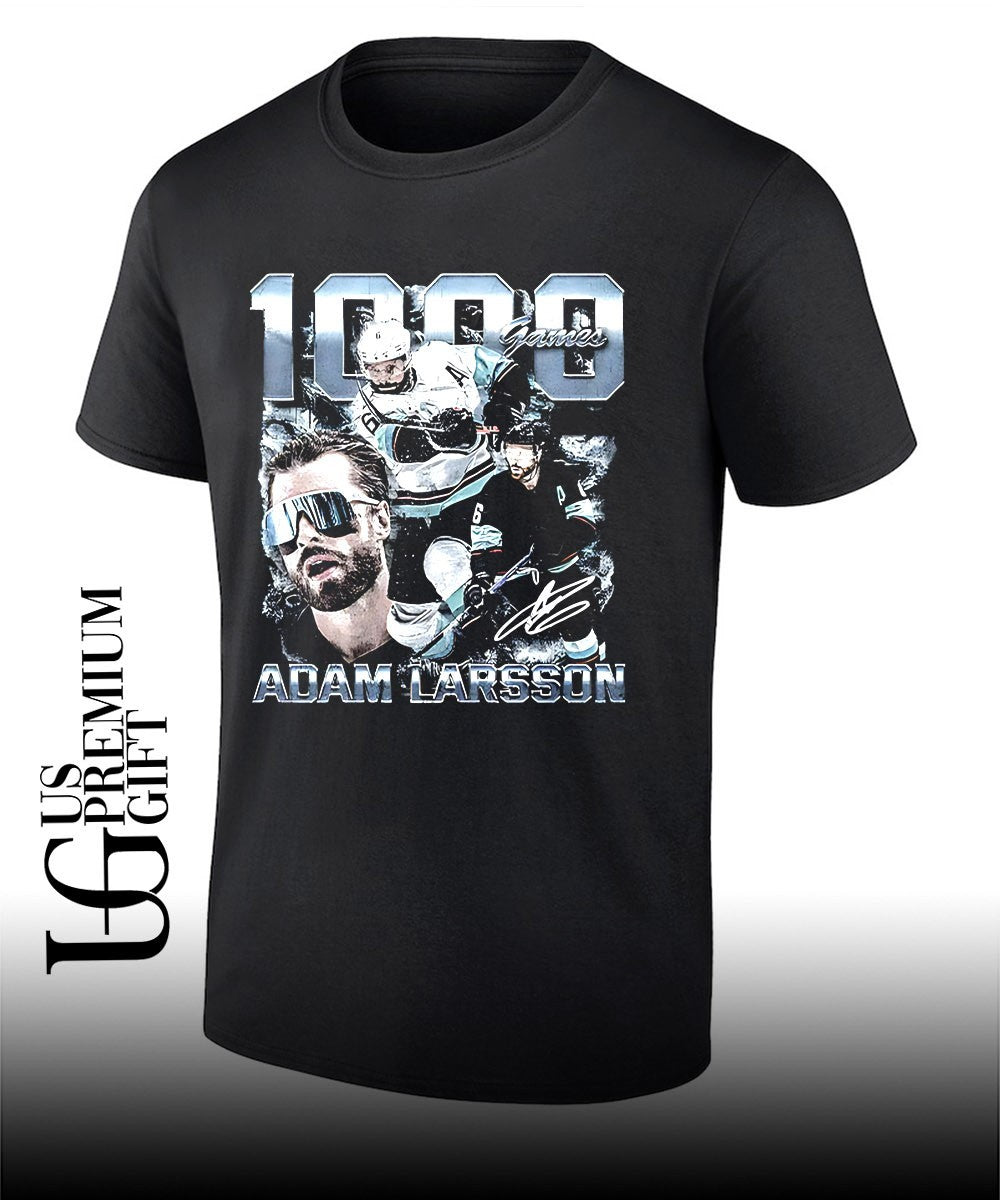 Adam Larsson Seattle Kraken hockey 1000 Games signature shirt