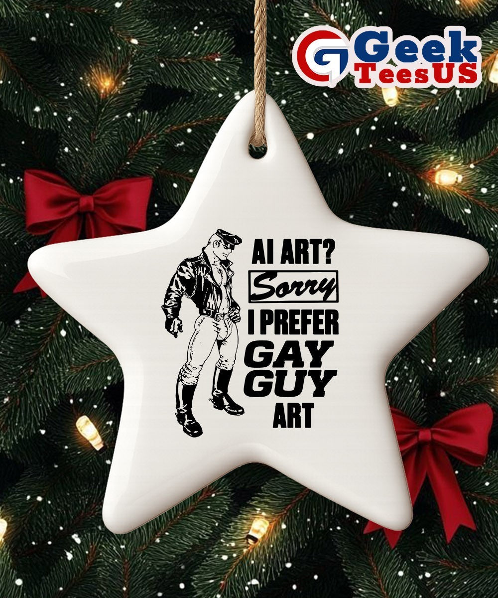 Ai art sorry I prefer gay guy art Ornament