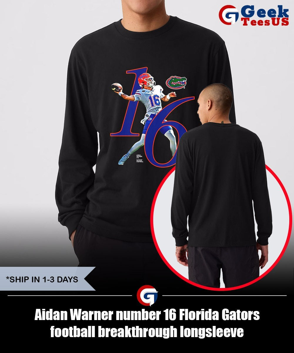 Aidan Warner number 16 Florida Gators football breakthrough shirt