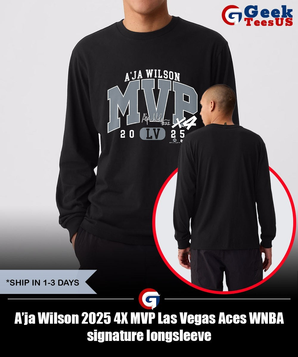 A’ja Wilson 2025 4X MVP Las Vegas Aces WNBA signature shirt