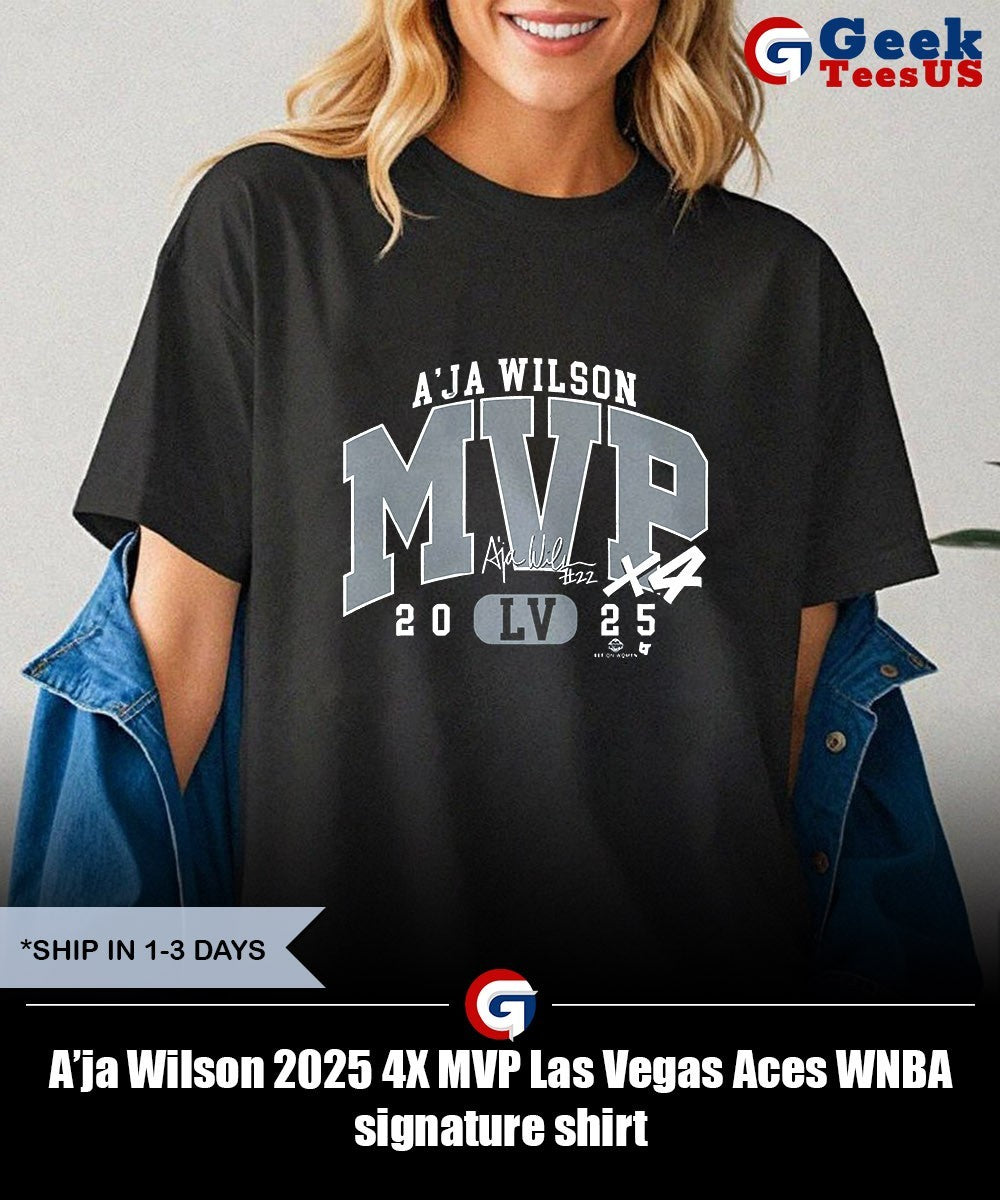 A’ja Wilson 2025 4X MVP Las Vegas Aces WNBA signature shirt