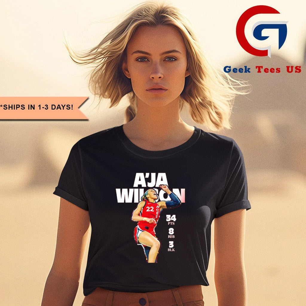 A’ja Wilson 34 Pts 8 Reb 3 Blk Las Vegas Aces WNBA shirt
