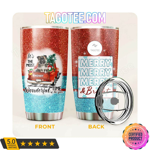 Akita Dog Merry Christmas Holiday Most Wonderful Time Of The Year Tumbler