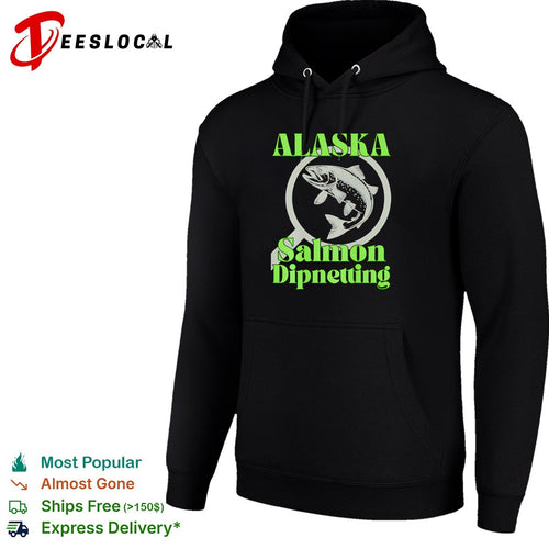 Alaska salmon dipnetting fish jumping through arrow and net circle logo shirt