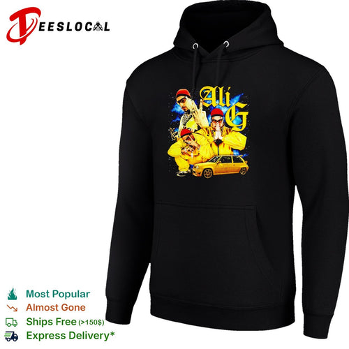 Ali G wih yellow car graphic shirt