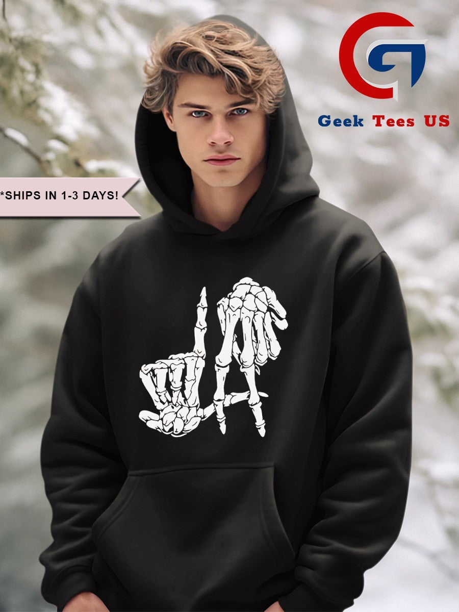 All American Spencer James Daniel Ezra LA hand skeleton shirt