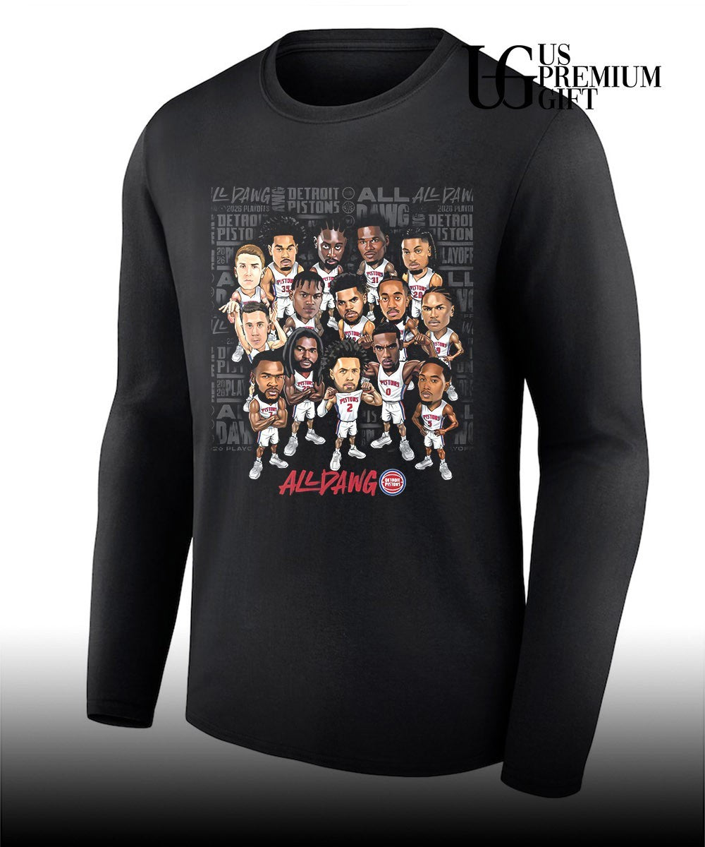All Dawg Detroit Pistons NBA Playoffs 2026 caricatures shirt