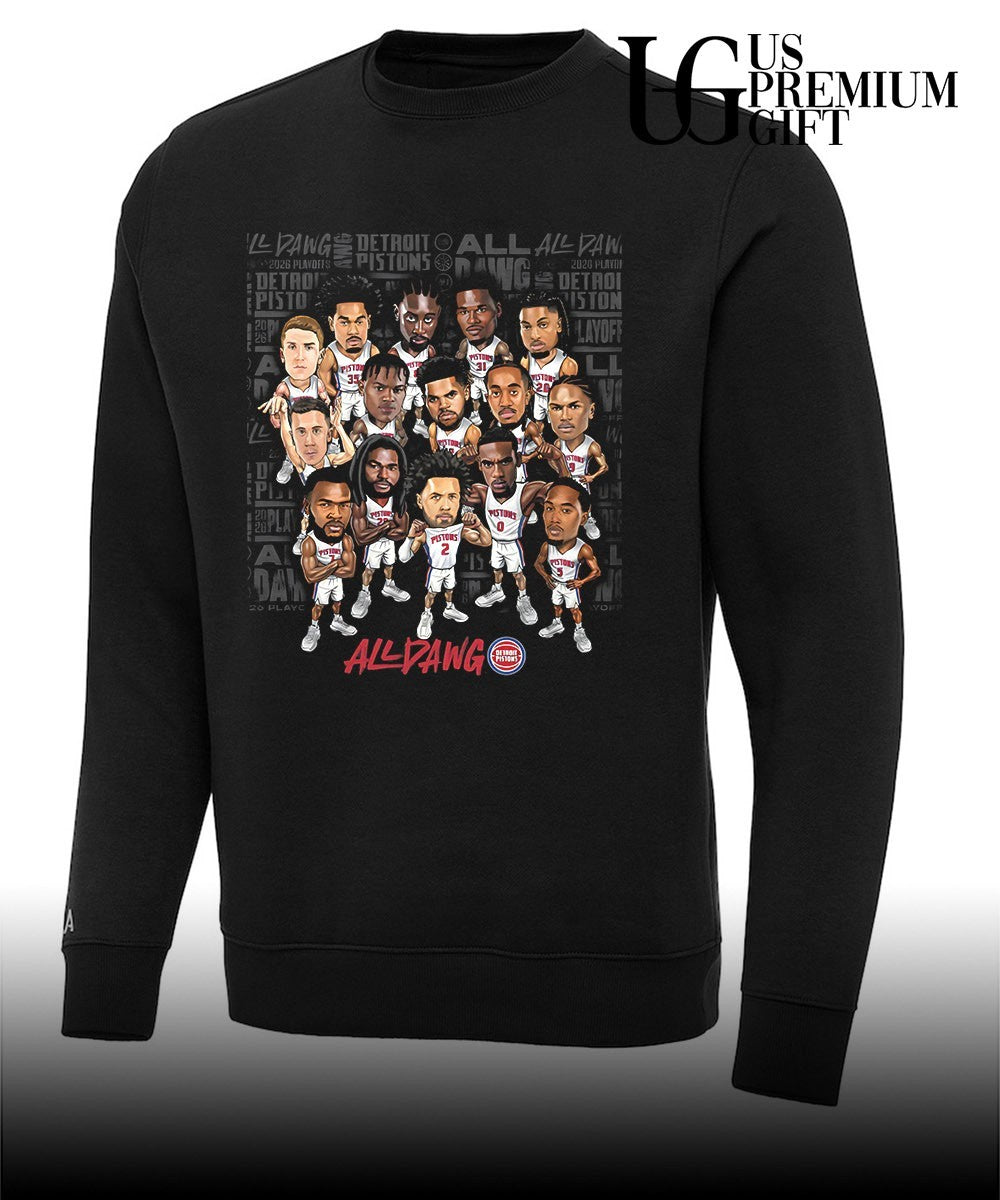All Dawg Detroit Pistons NBA Playoffs 2026 caricatures shirt