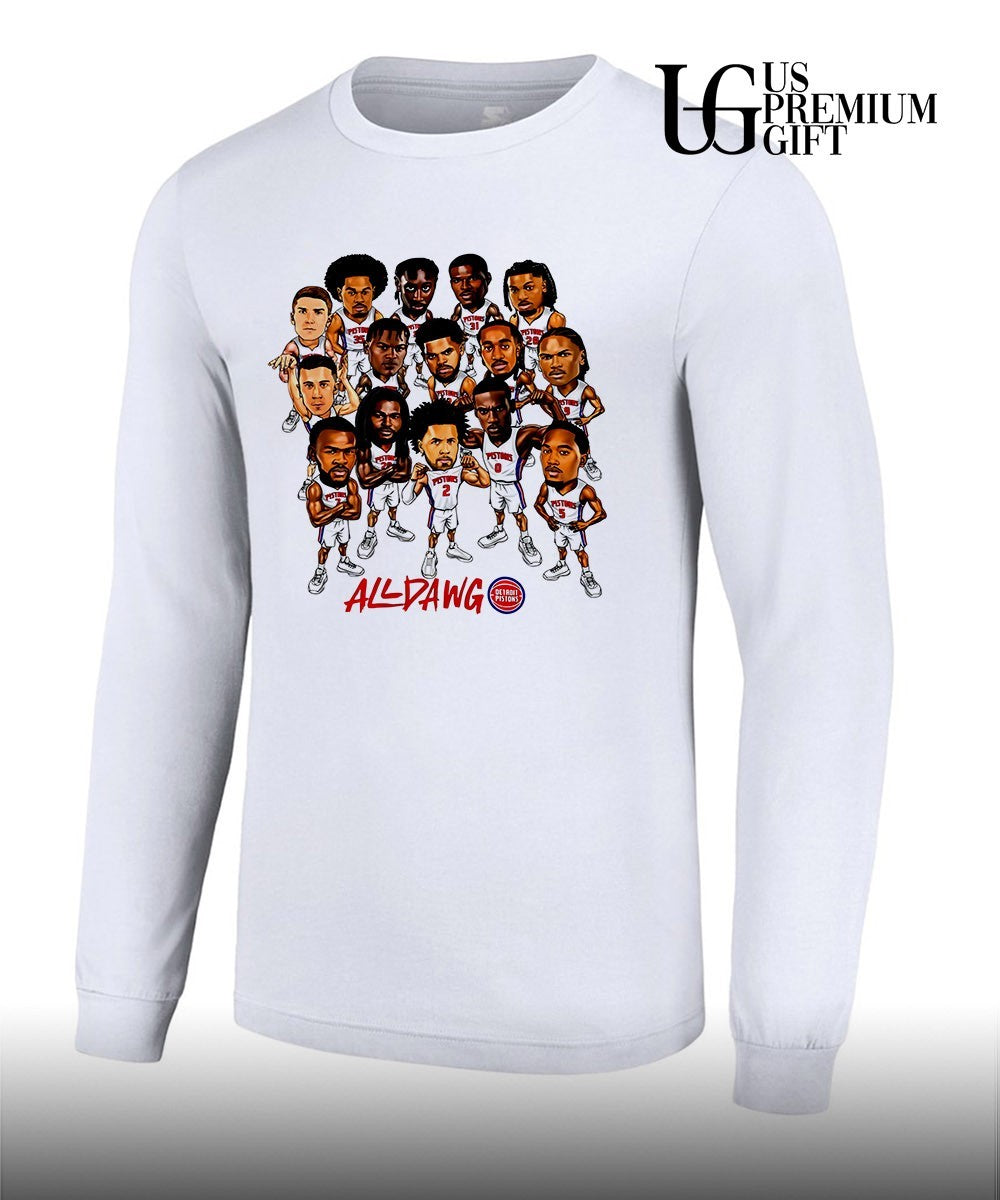 All Dawg Detroit Pistons basketball Team NBA Playoffs 2026 caricature shirt