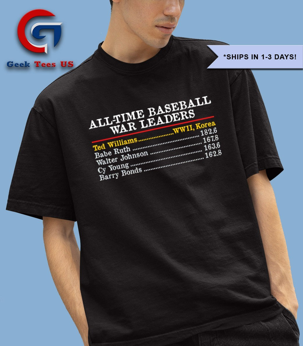 All Time baseball war leaders Ted Williams shirt