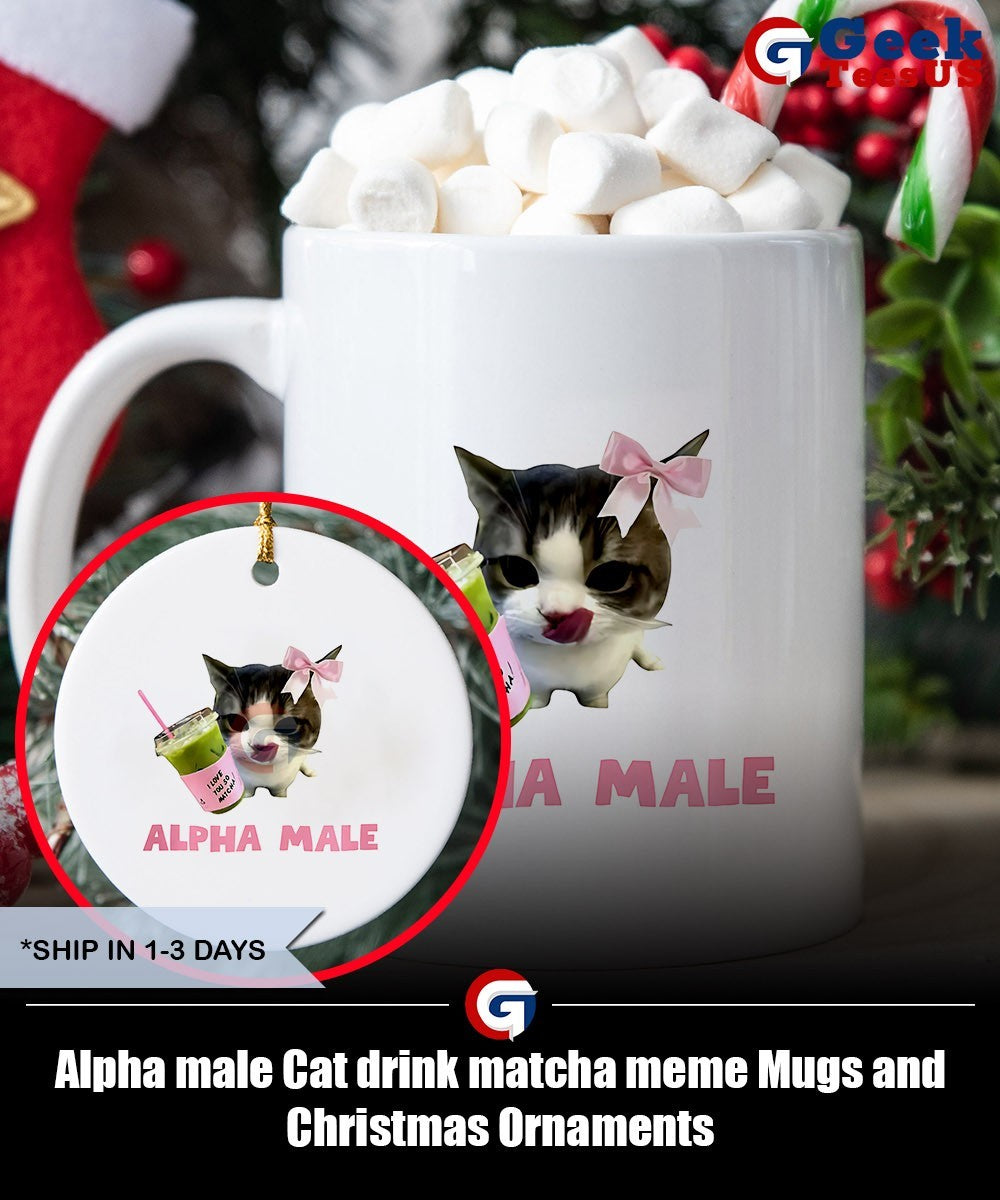 Alpha male Cat drink matcha meme shirt