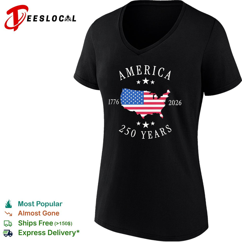 America 1776 2026 250 Years United States Map Flag Anniversary shirt