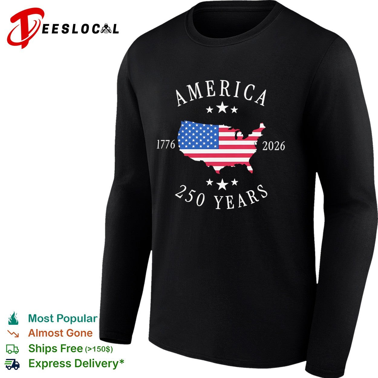 America 1776 2026 250 Years United States Map Flag Anniversary shirt
