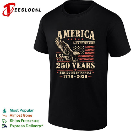 America Land of the Free 250 Years Semiquincentennial 1776 2026 USA Patriotic shirt