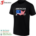 American AF USA map covered in flag with political figure profile silhouette shirt