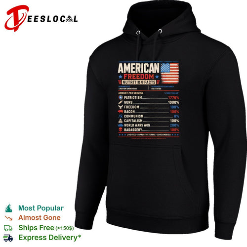 American Freedom Nutrition Facts Patriotism Guns Freedom Bacon Capitalism Shirt