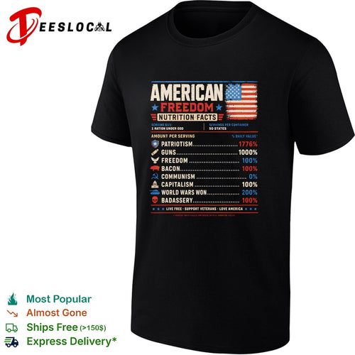 American Freedom Nutrition Facts Patriotism Guns Freedom Bacon Capitalism Shirt