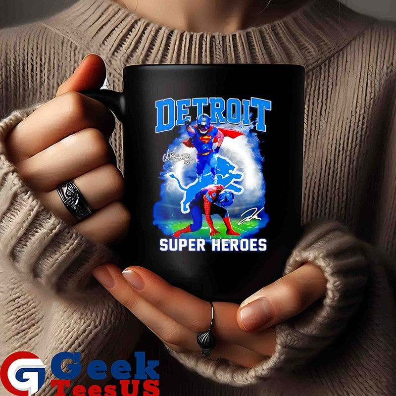 Amon-Ra St. Brown Super Man Jahmyr Gibbs Detroit Lions Super Heroes 2025 signature shirt