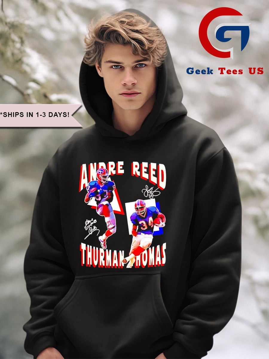 Andre Reed and Thurman Thomas Aerial and Ground signature shirt