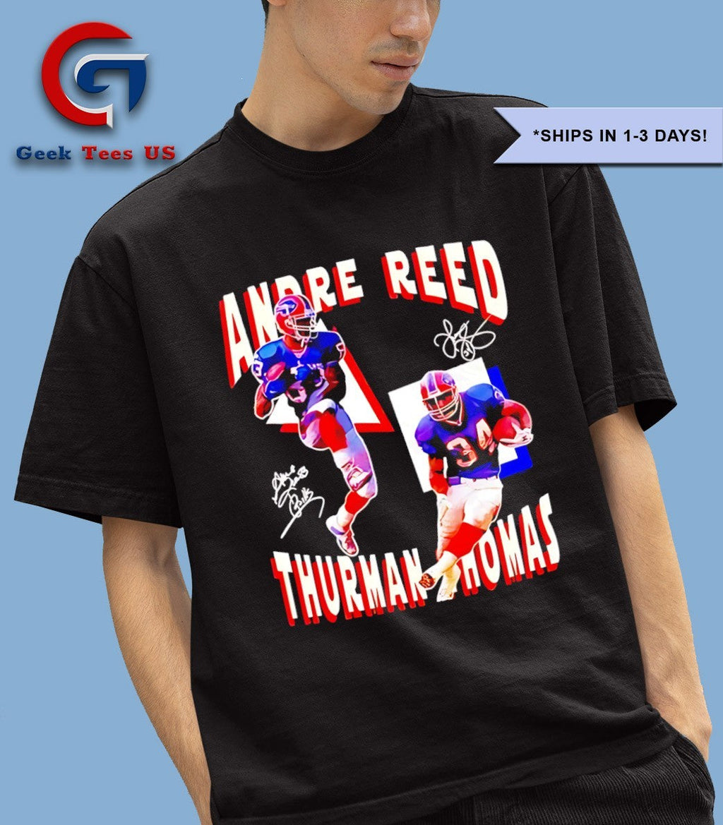 Andre Reed and Thurman Thomas Aerial and Ground signature shirt