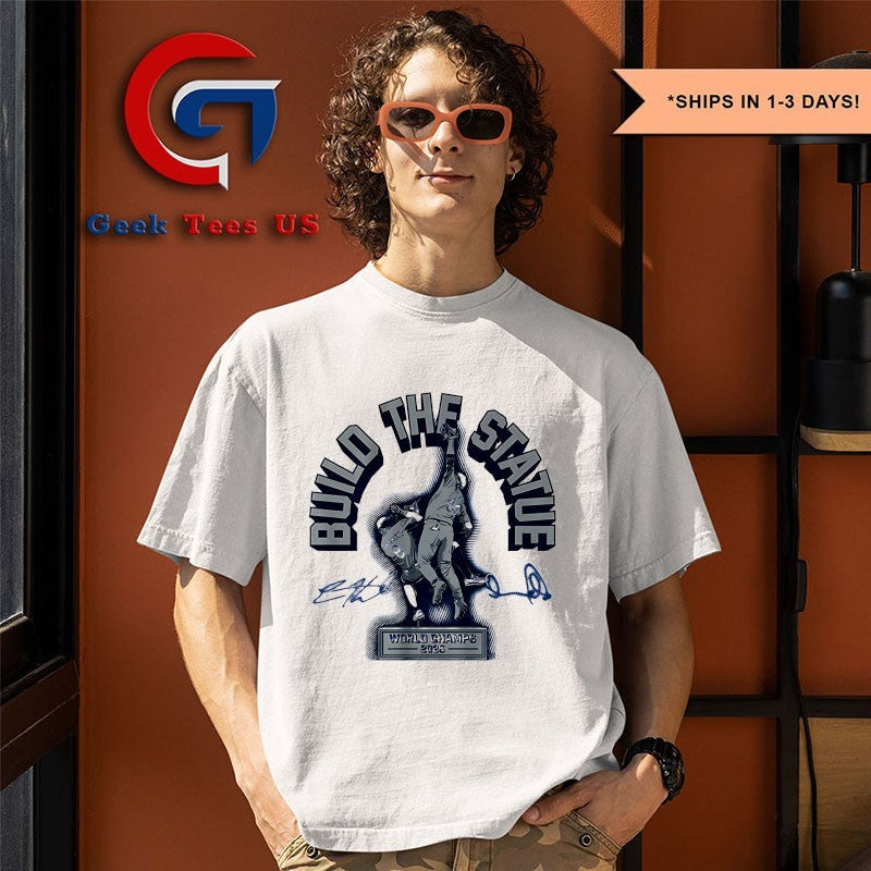Andy Pages and Kiké Hernandez Build The Statue Los Angeles Dodgers baseball 2025 World Champs signature shirt