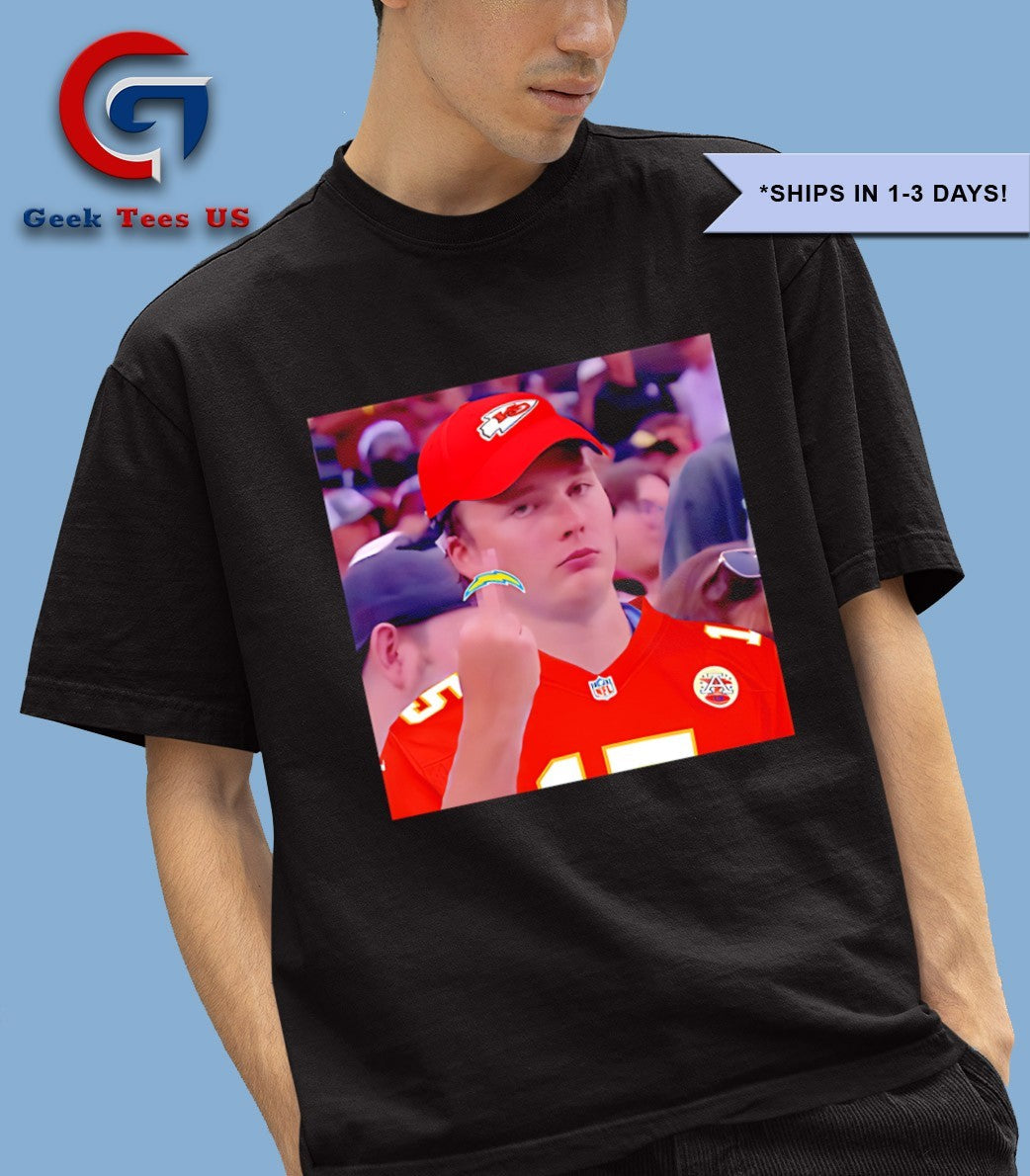 Angry Alabama fan KC Chiefs middle finger LA Chargers shirt