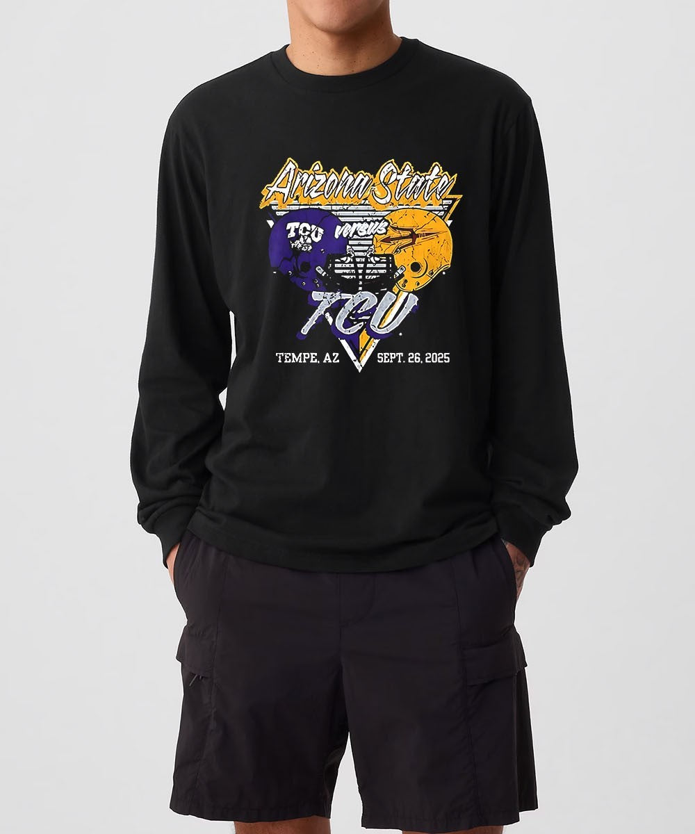 Arizona State Sun Devils vs TCU Horned Frogs Football 2025 helmet shirt