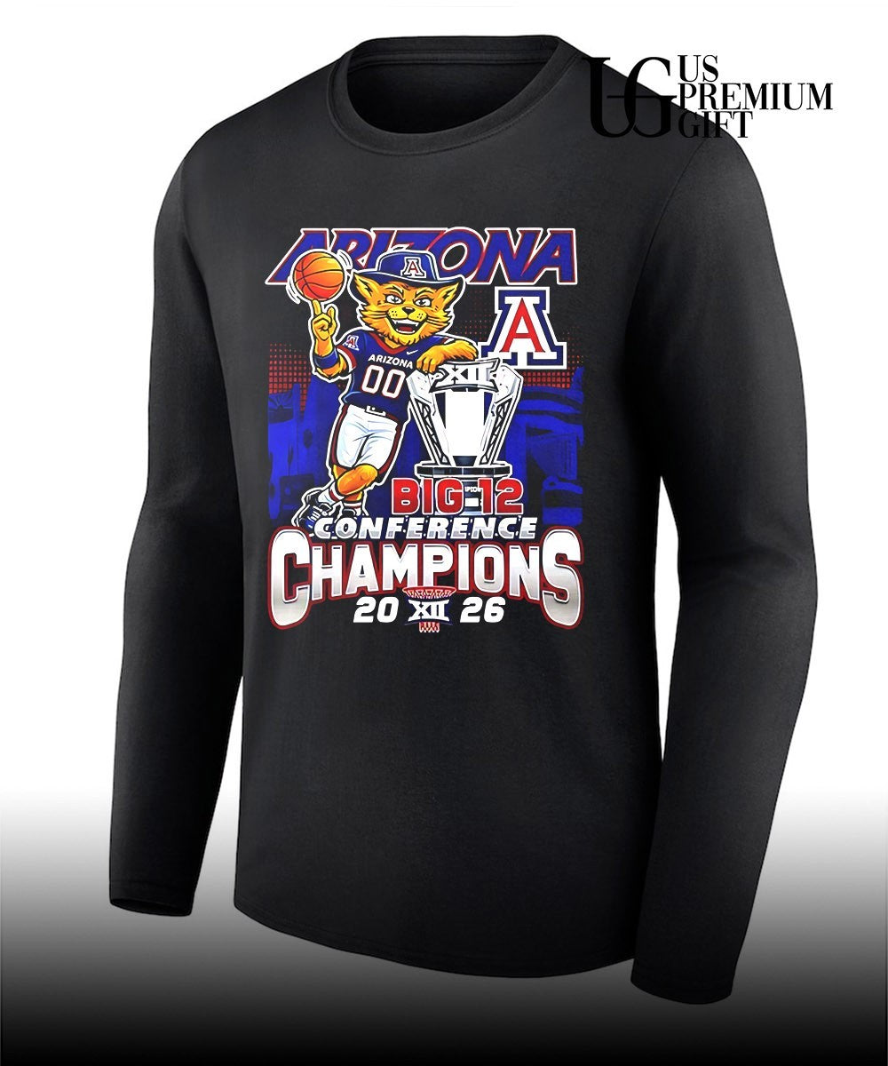 Arizona Wildcats 2026 Big 12 Tournament Champions mascot trophy shirt
