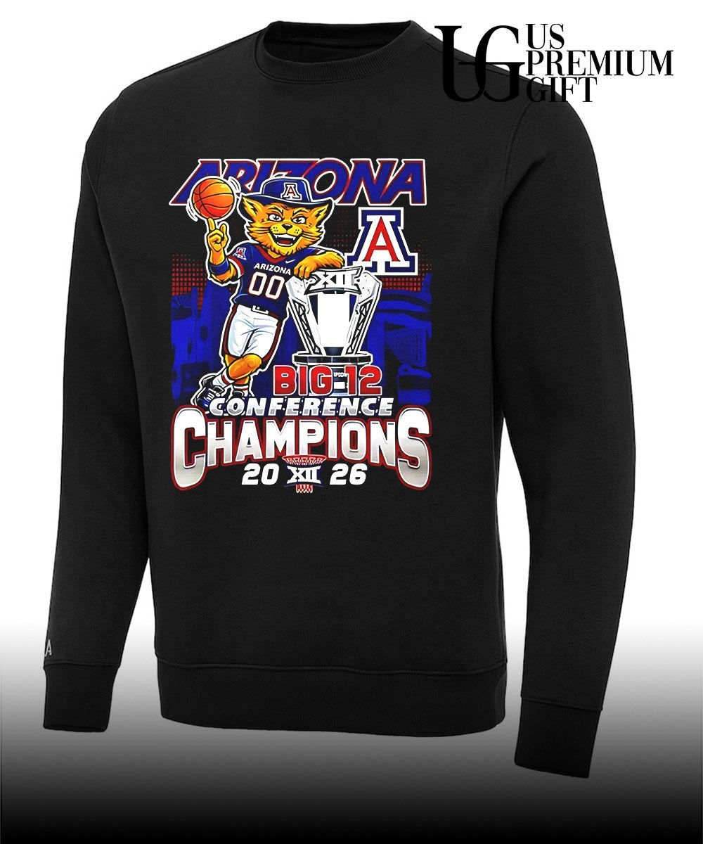 Arizona Wildcats 2026 Big 12 Tournament Champions mascot trophy shirt