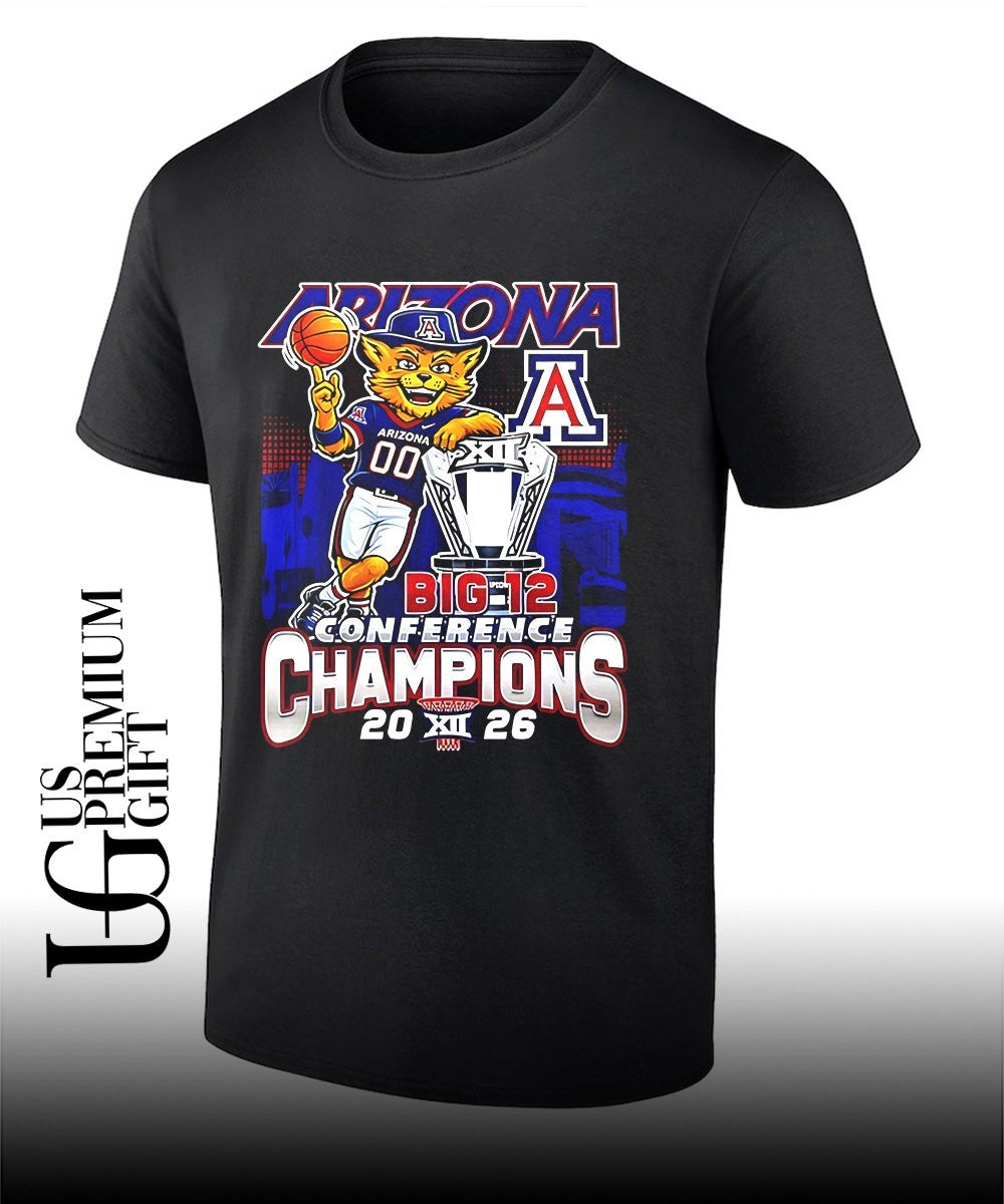Arizona Wildcats 2026 Big 12 Tournament Champions mascot trophy shirt