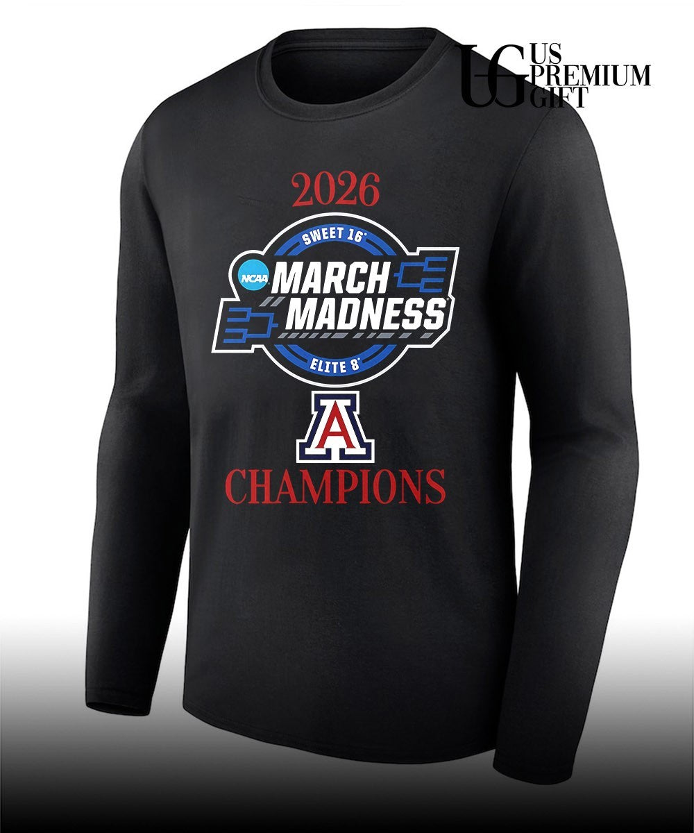 Arizona Wildcats 2026 NCAA March Madness Sweet 16 Elite 8 Champions shirt