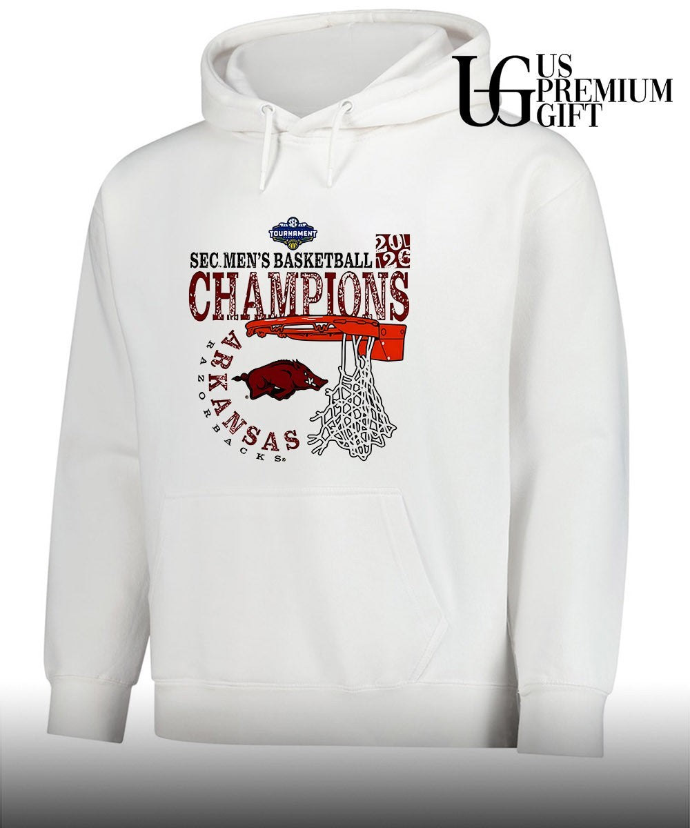 Arkansas Razorbacks 2026 SEC Men’s Basketball Tournament Champions cut nets shirt