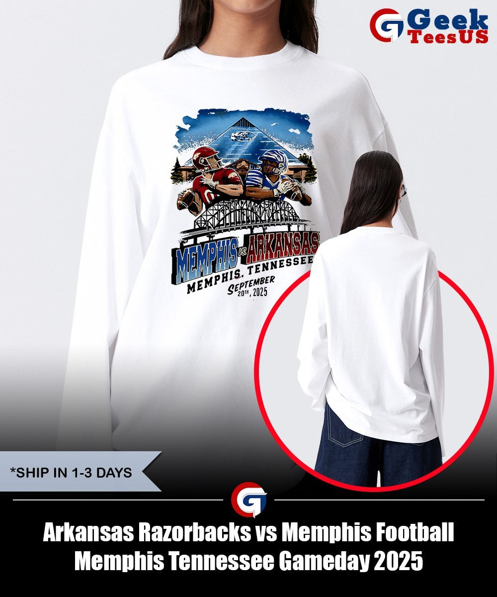 Arkansas Razorbacks vs Memphis Football Memphis Tennessee Gameday 2025 shirt