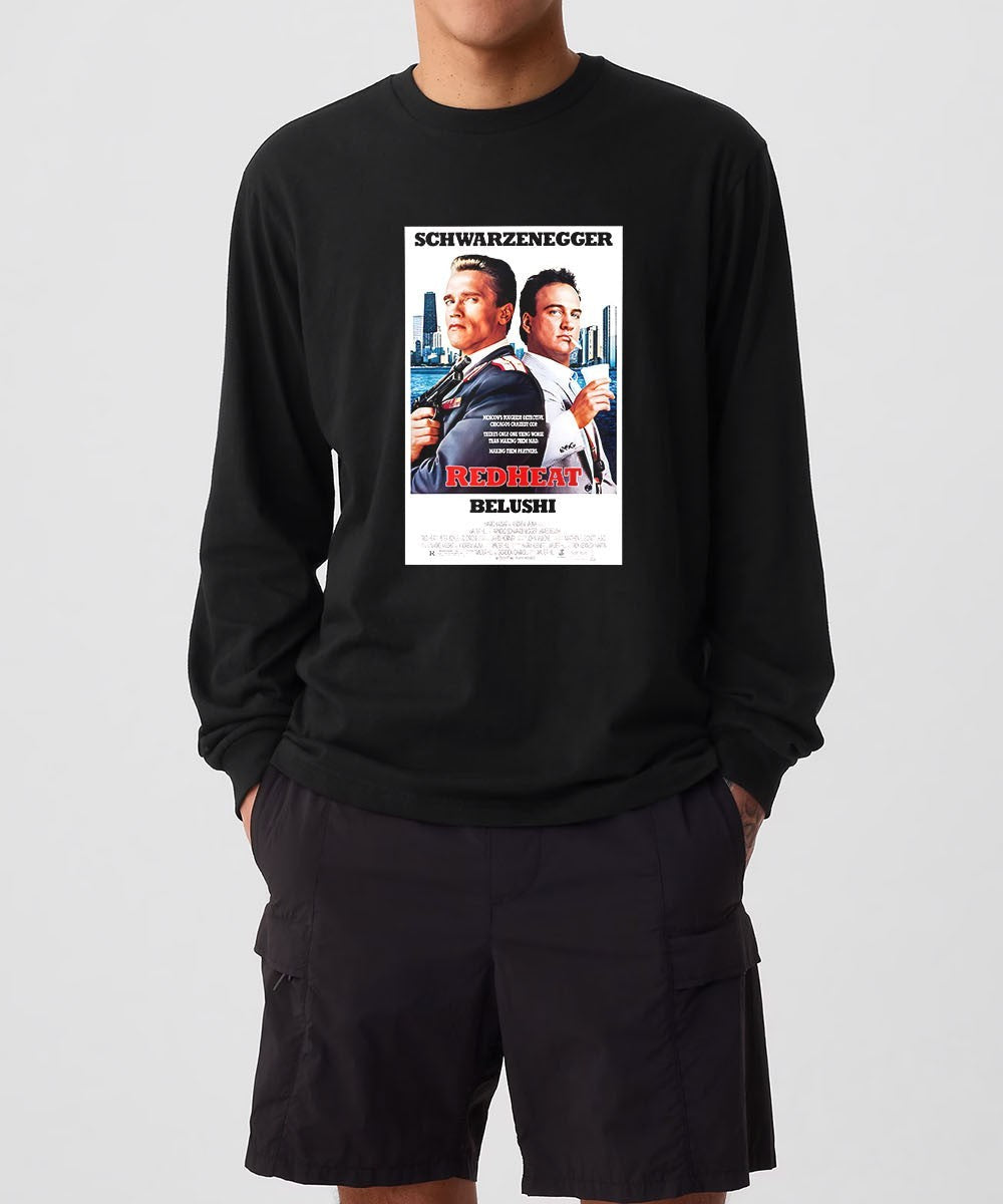 Arnold Schwarzenegger and James Belushi Schwarzenegger RedHeat shirt
