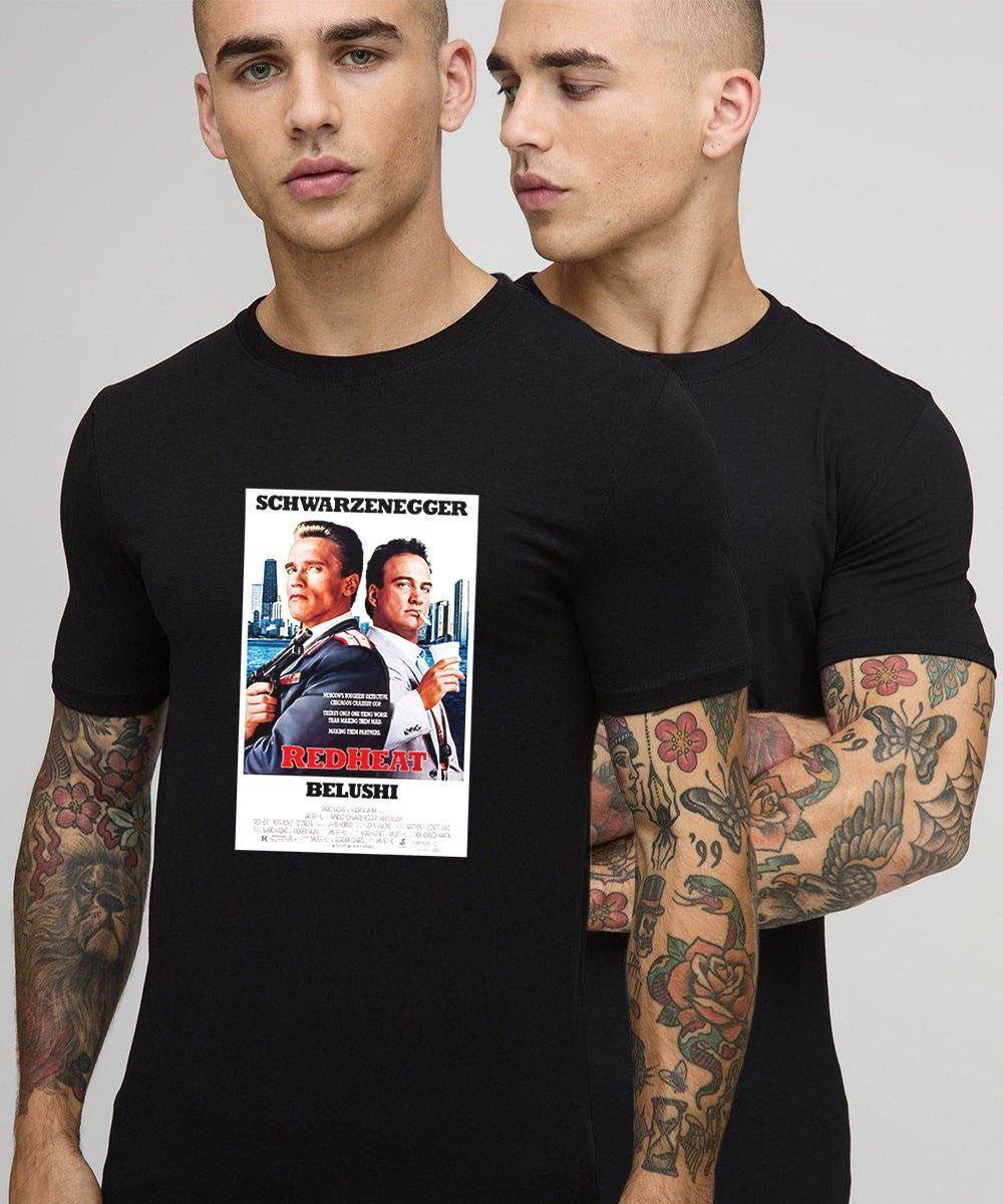 Arnold Schwarzenegger and James Belushi Schwarzenegger RedHeat shirt