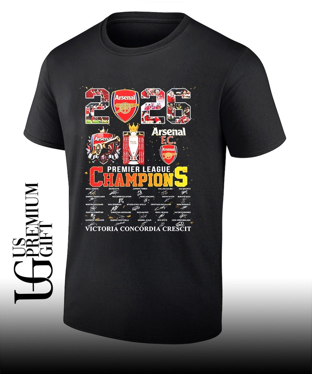 Arsenal 2026 Premier League Champions Victoria Concordia Crescit shirt