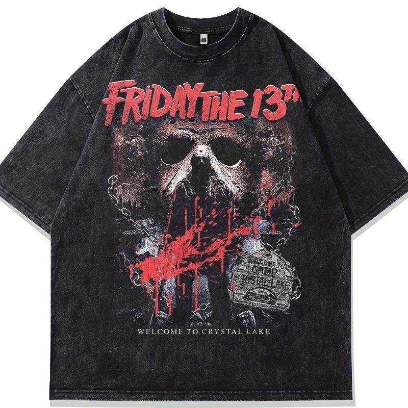 Artist's shop Ewhamerican Hip-Hop Retro Vintage Washed Vintage Skull Print Short Sleeved T-Shirt for Men And Women Loose Casual Topdg