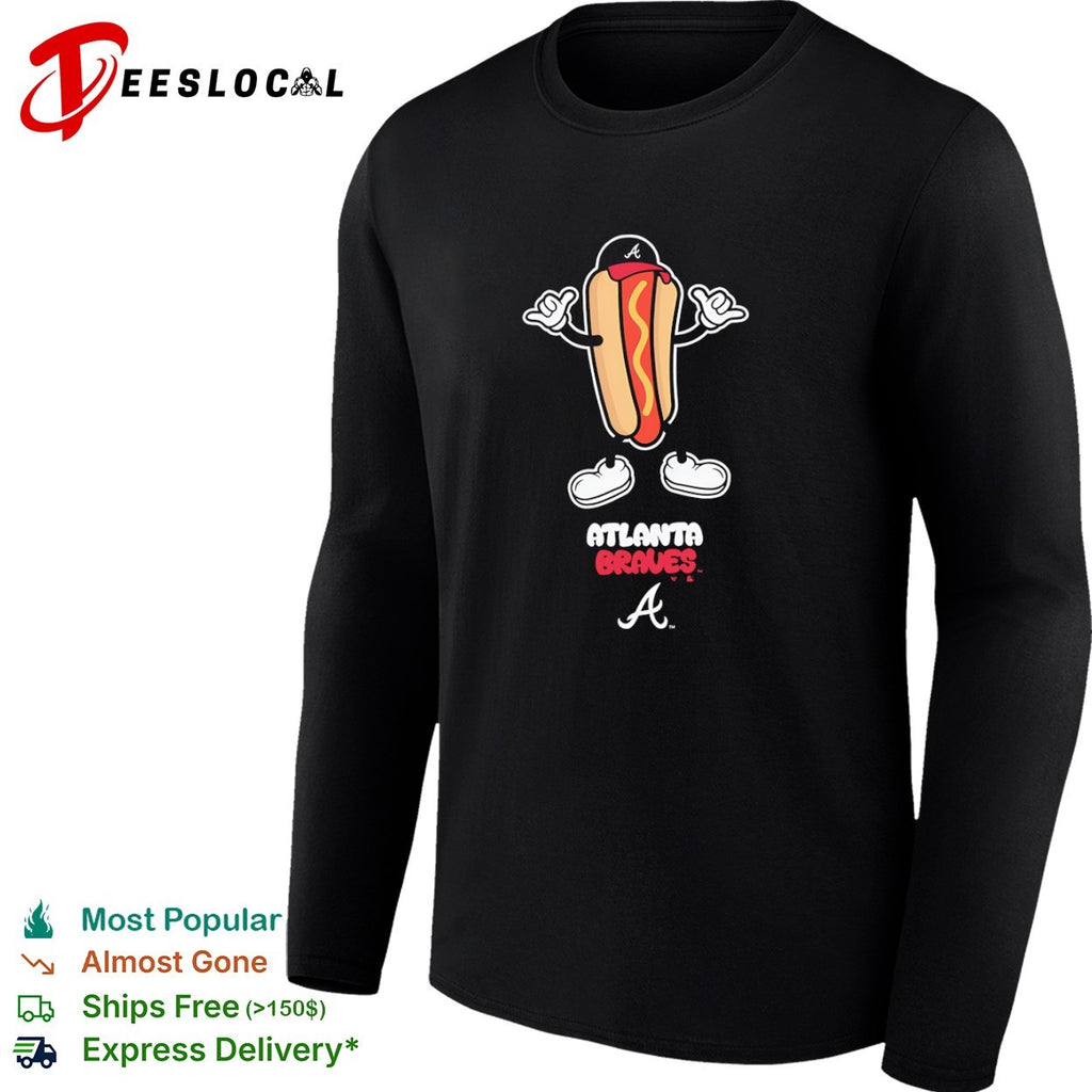 Atlanta Braves Hot Dog Cartoon Baseball MLB Team Shirt