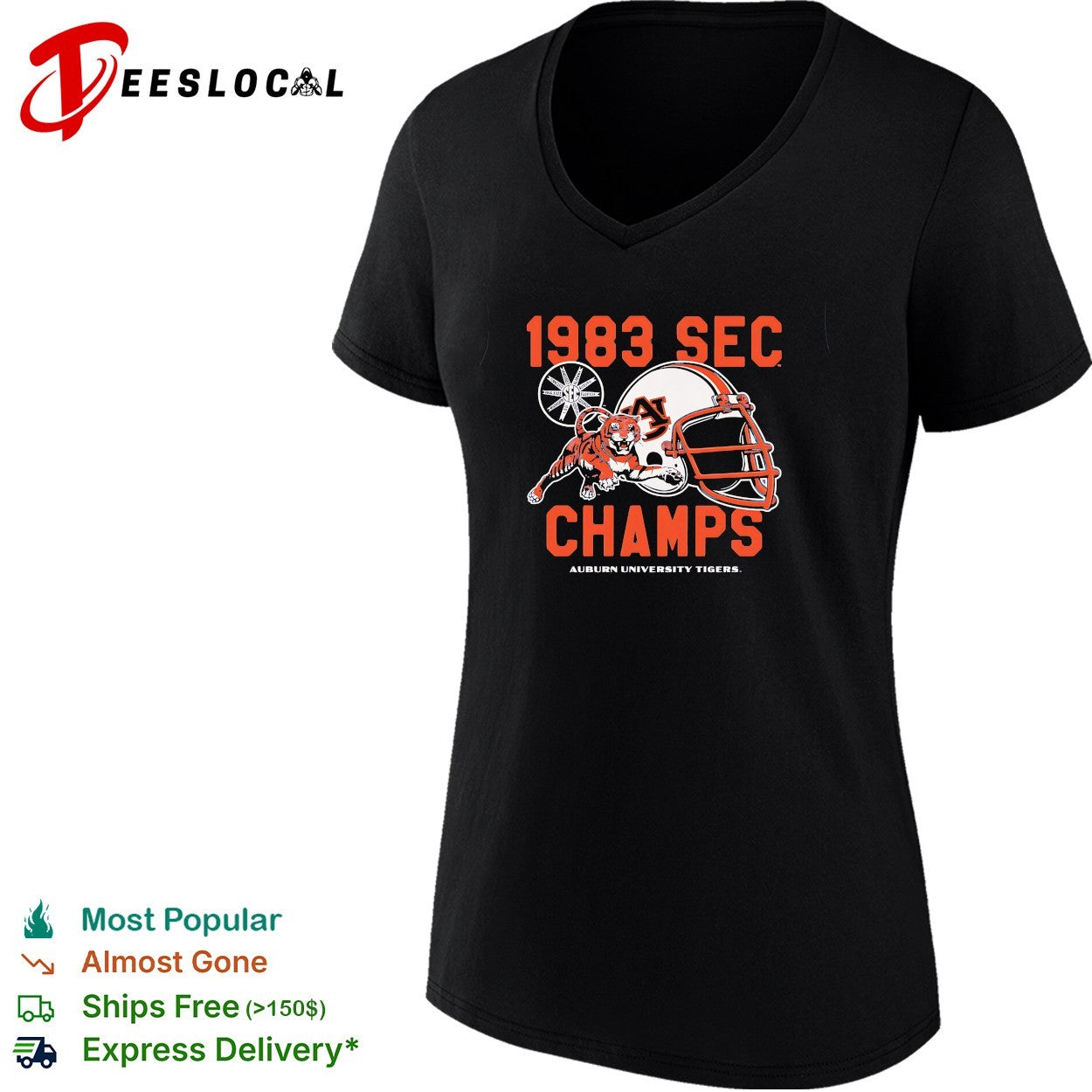 Auburn Tigers 1983 SEC champs tiger mascot running football helmet shirt