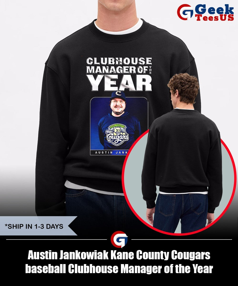 Austin Jankowiak Kane County Cougars baseball Clubhouse Manager of the Year shirt