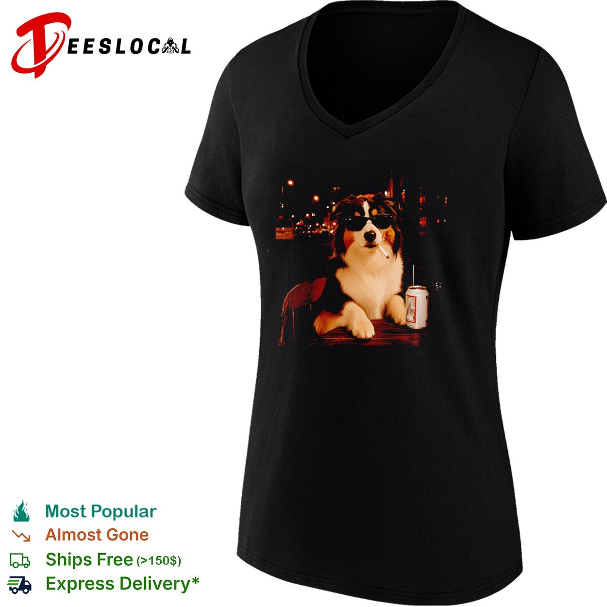 Australian Shepherd Dog Smoking a Cigarette with a Beer shirt