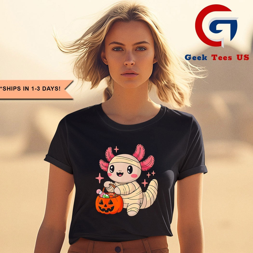 Axolotl mummy pumpkin Halloween 2025 shirt