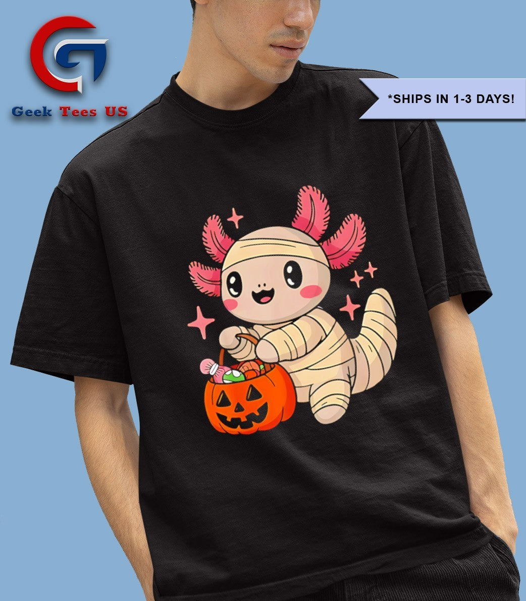 Axolotl mummy pumpkin Halloween 2025 shirt