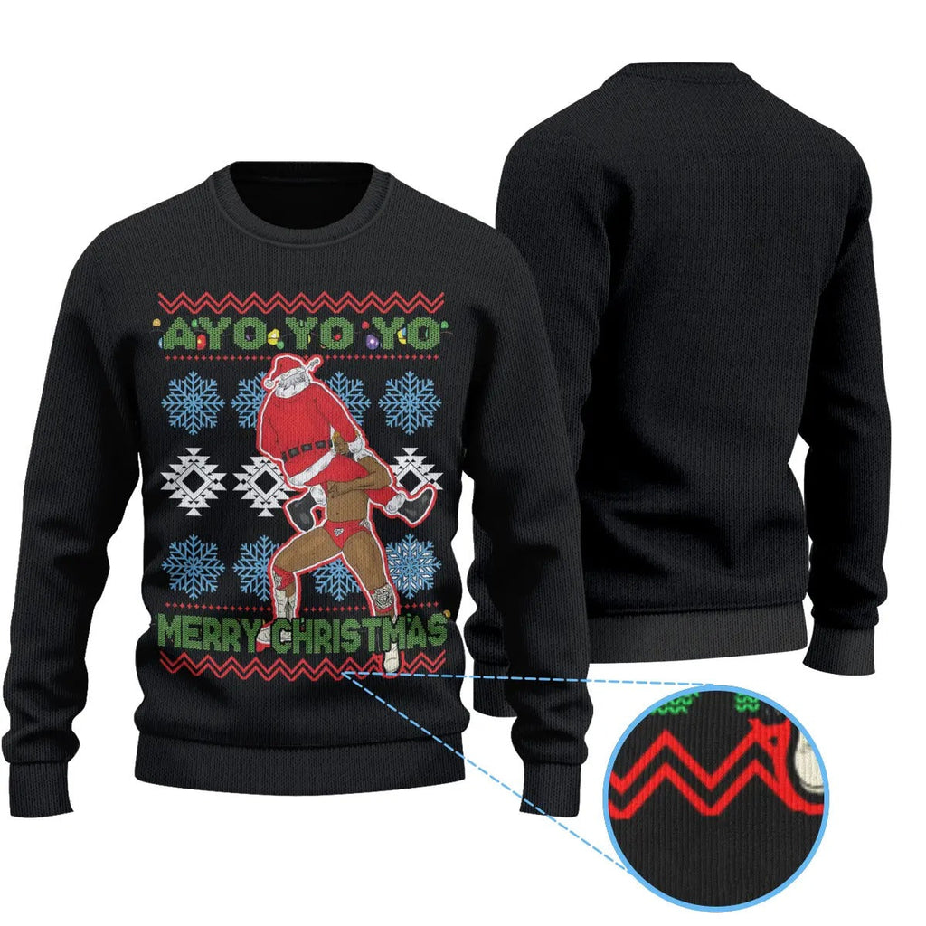 Ayo Yo Yo Merry Christmas Wrestling Ugly Christmas Sweater