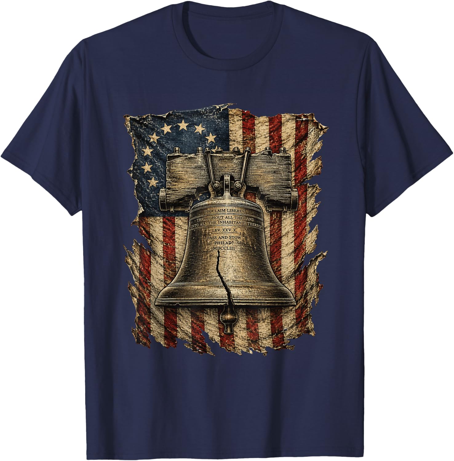 America 250 Liberty Bell Patriotic American Flag Vintage Men T-Shirt