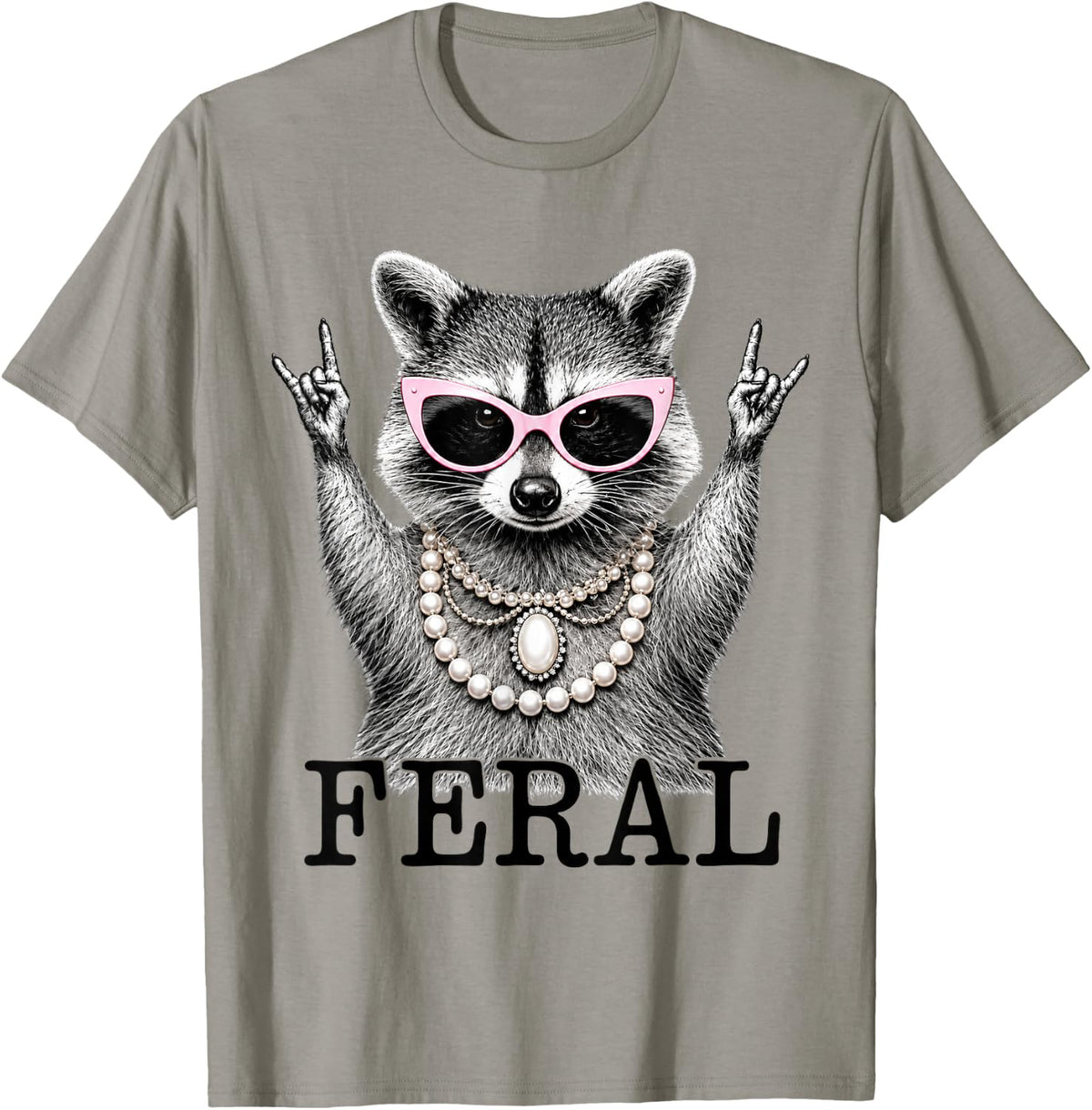 Feral Raccoon Pink Sunglasses Funny Animal T-Shirt