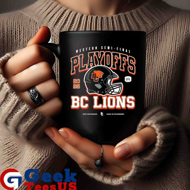 BC Lions Playoffs Western Semi Final 2025 Postseason helmet shirt
