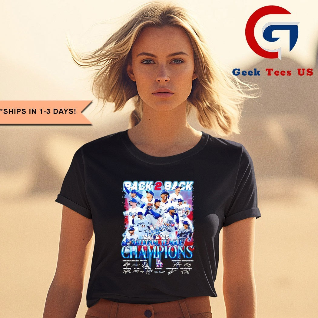 Back 2 Back 2024-2025 National League Champions Los Angeles Dodgers baseball signature shirt