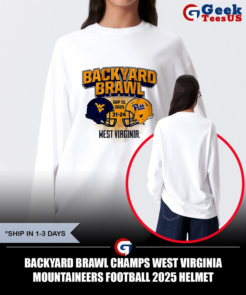 Backyard Brawl Champs West Virginia Mountaineers football 2025 helmet shirt
