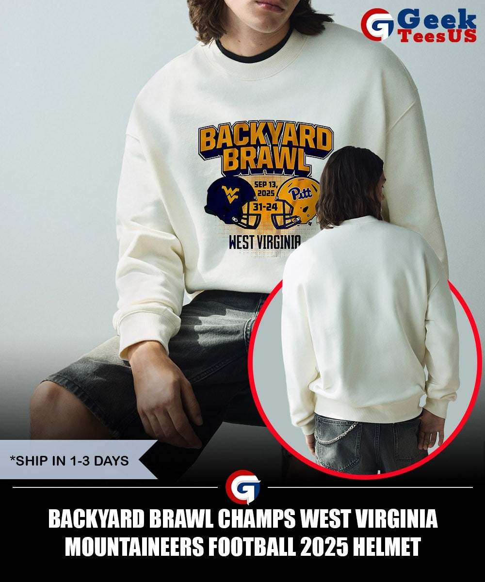 Backyard Brawl Champs West Virginia Mountaineers football 2025 helmet shirt